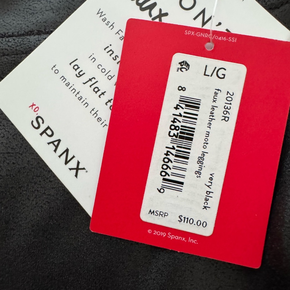 SPANX  Faux Leather Moto Leggings Black Size Large - Picture 6 of 9